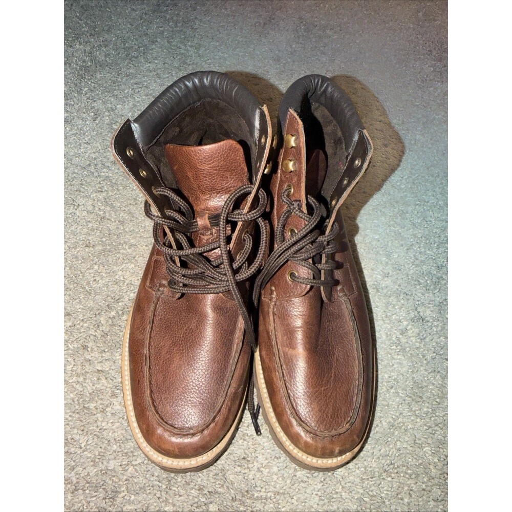 Y2K Brown Leather Lace Up Boot Ankle Combat AEO x Timberland Men 6931-200 Size 9